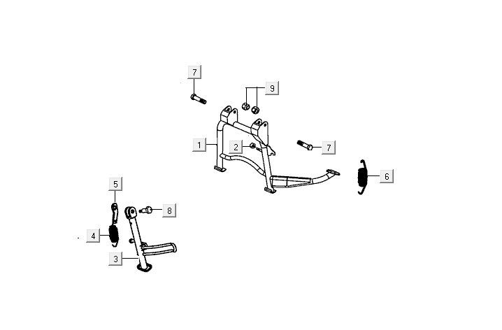 Middenstandaard - Zijstandaard - Kickstartpedaal Kymco Agility Delivery 4-takt Euro 4 zwart