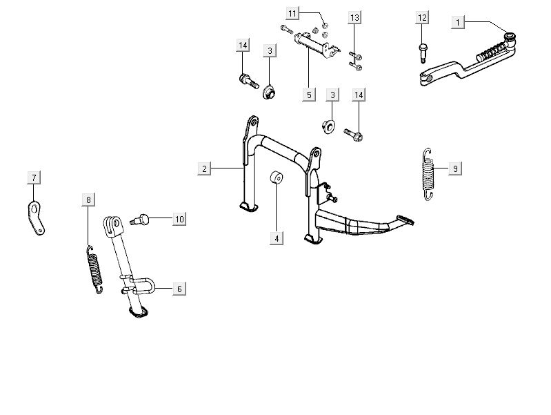 Middenstandaard - Zijstandaard - Kickstartpedaal Kymco City 16' 4-takt donker grijs