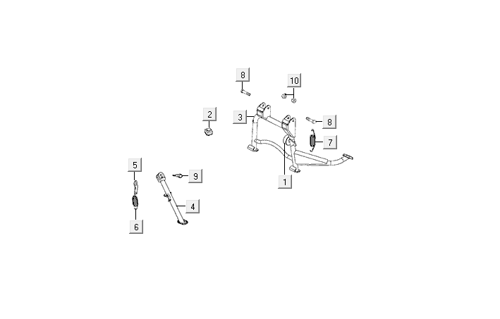Middenstandaard - Zijstandaard - Kickstartpedaal Kymco VP50i Euro 4 tecno silver