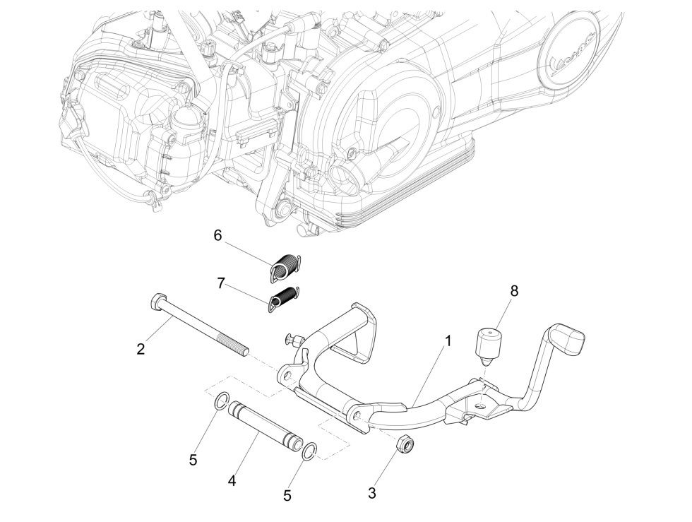 Middenstandaard Vespa Primavera 50 4-takt IGET 3V Euro 5