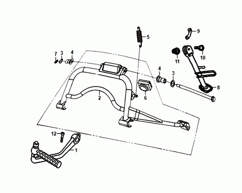 Middenstandaard - Zijstandaard - Kickstartpedaal Sym Allo Euro 4 (BK-5560S) Bright Black