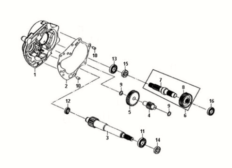 Mission case - drive shaft Sym Fiddle III 50 E3