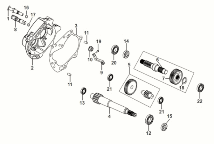 Mission case - drive shaft Sym Orbit III 50 E5