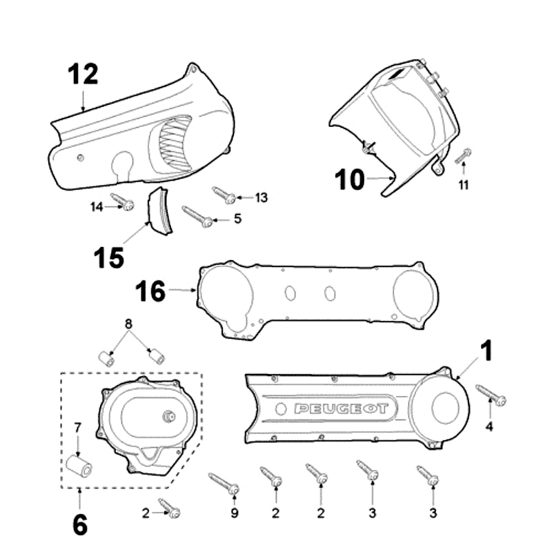 Motorbeplating Peugeot Fox rood
