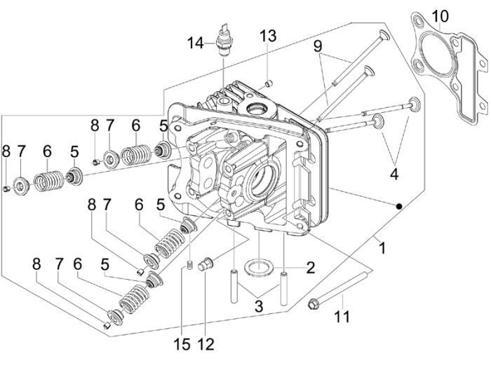 Cilinderkop Piaggio New Fly 4-takt 4V