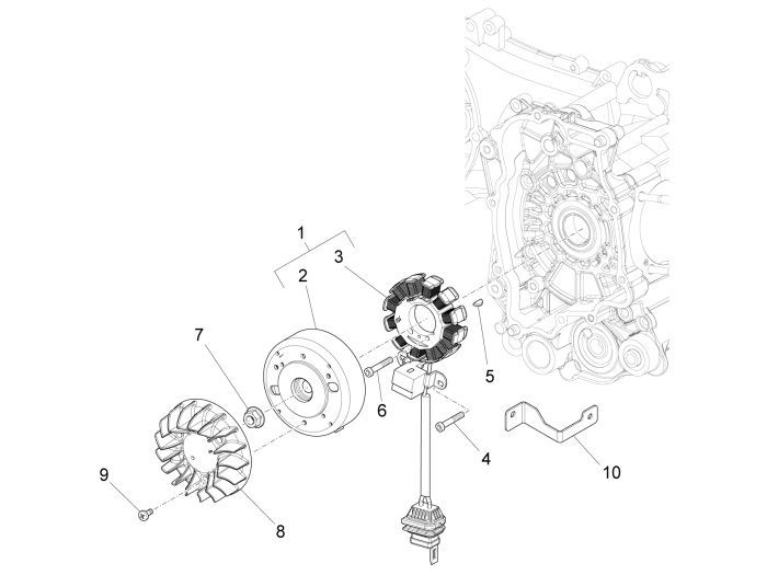 Ontsteking - Stator - Vliegwiel Piaggio New Fly 4-takt 4V