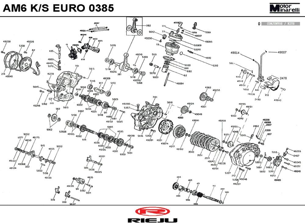 Motorblok in delen Rieju MRX pro zwart-SRS 2008 2-takt