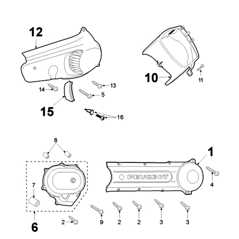Motorschermen Peugeot Fox olietank rood