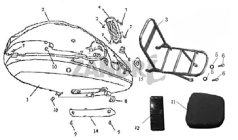 Motorschermen - Achterdrager BTC Grande Retro GT1 blauw creme metallic