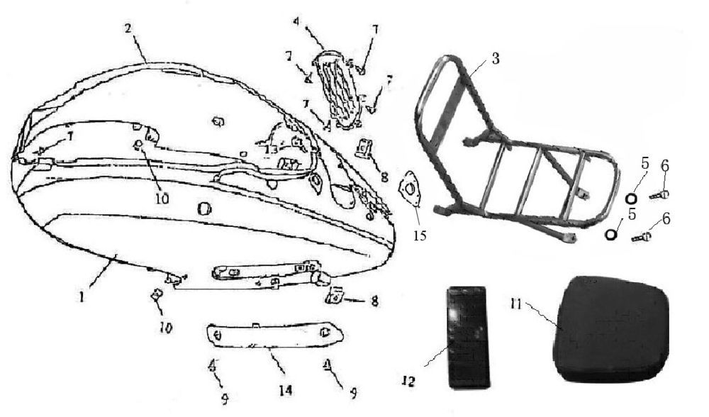 Motorschermen - Achterdrager Eagle-Wing Torino wit zwart