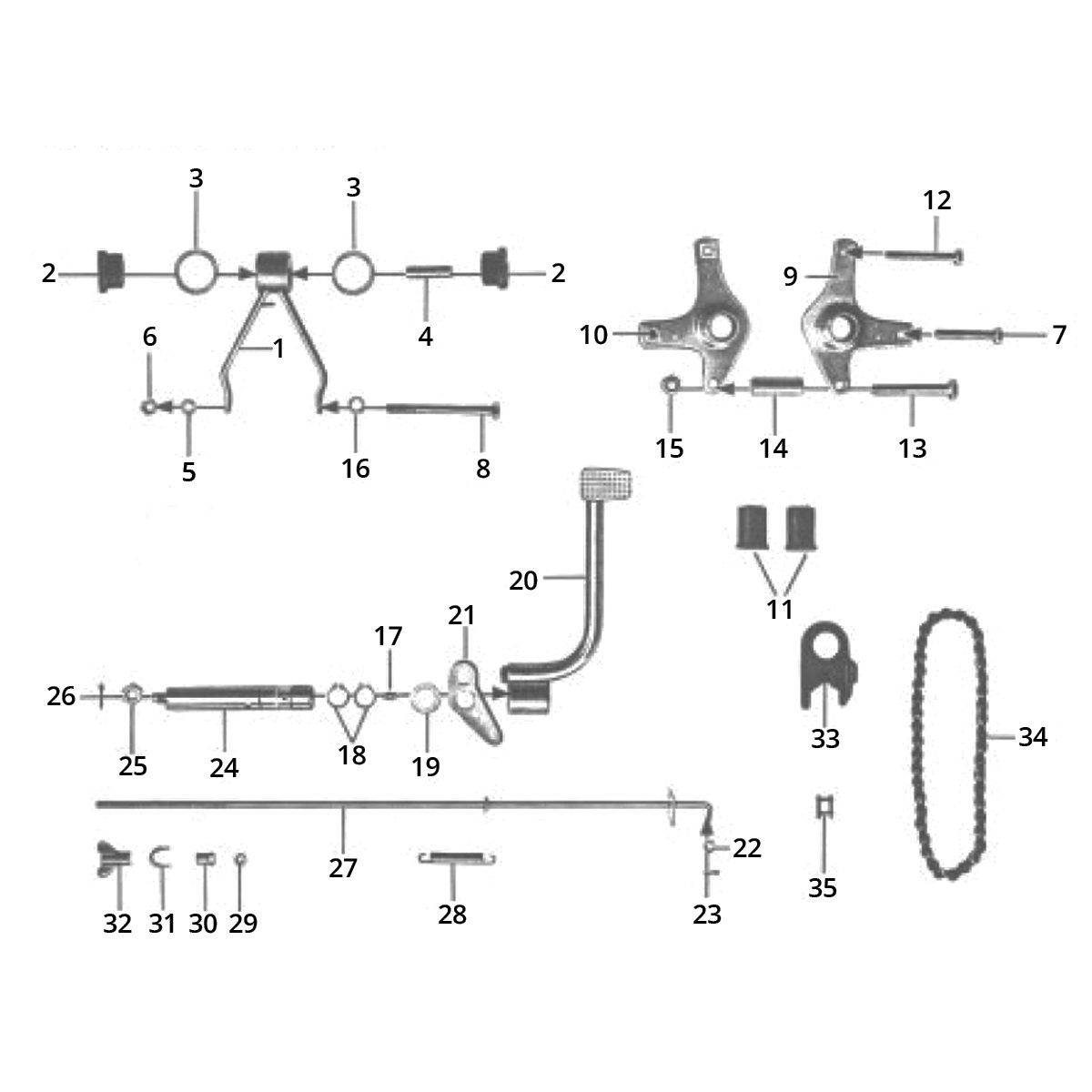 Motorophanging - Rempedaal - Ketting  Zundapp GTS 50 517-40L5