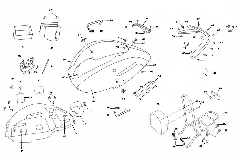 Motorschermen - Helmbak - Achterdrager Viraggio Sensa 4-takt