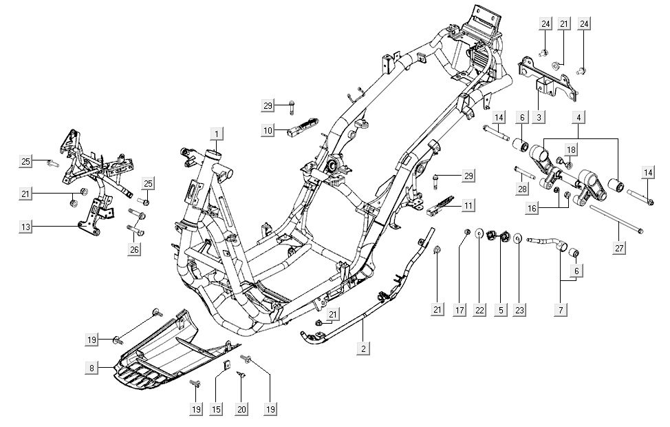 Frame - Motorophanging - Subframe Kymco G-Dink 50 2-takt AC donkergrijs