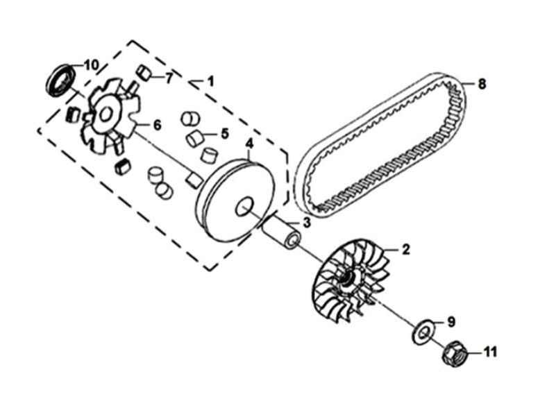 Movable drive face assy Sym Orbit II 125i E4