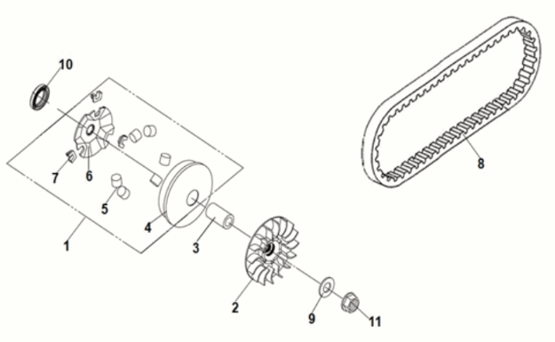 Movable drive face assy Sym Jet 14 125I LC E5 2021-2024