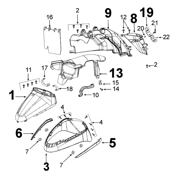 Mudguard Peugeot Django 125 EFI E4 2018-2020 ORANGE IS THE NEW BLACK (U1)