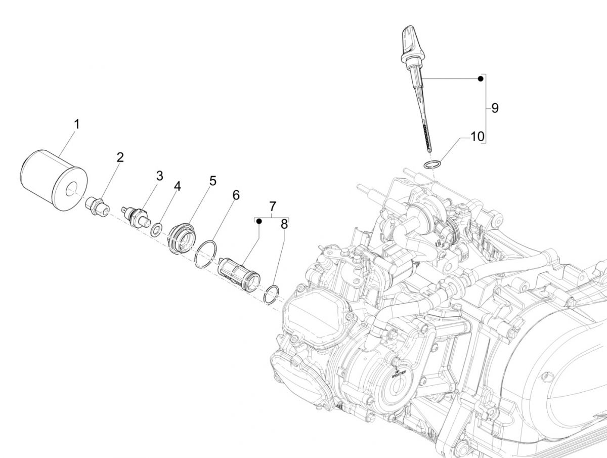 Oliefilter Piaggio Medley 125 IE ABS Euro 4 2016-2019