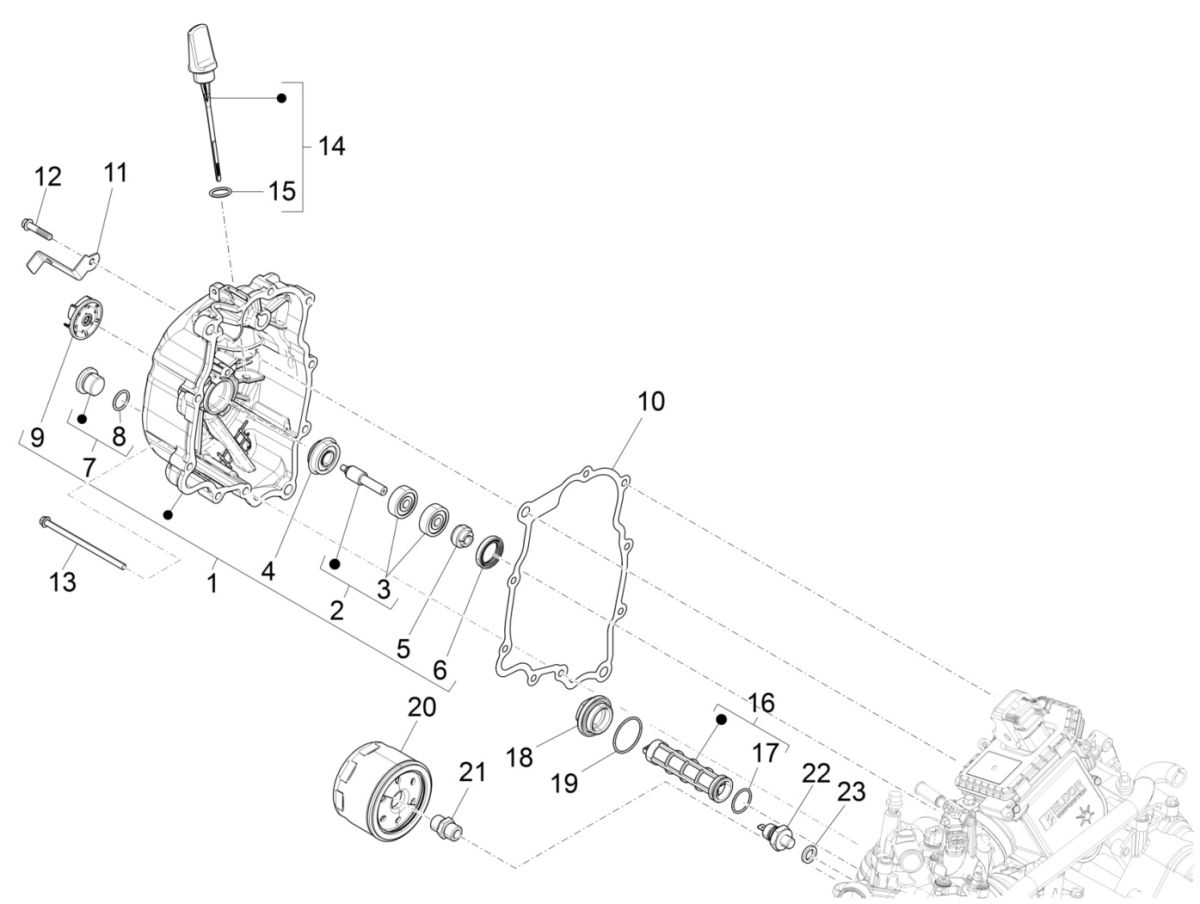 Oliefilter Piaggio Beverly 300 IE ABS Euro 4 2016-2020