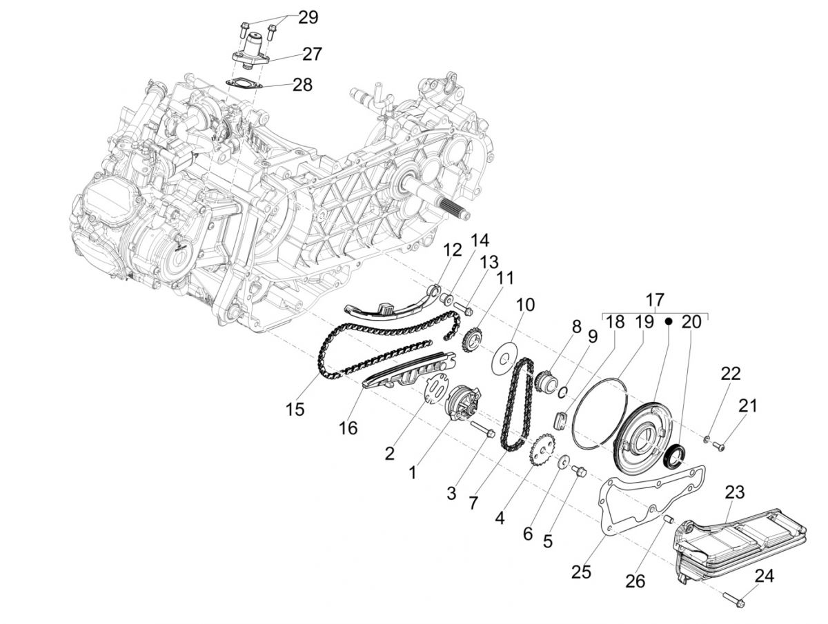 Oliepomp Vespa GTS 125 IE ABS Euro 4 2016-2018
