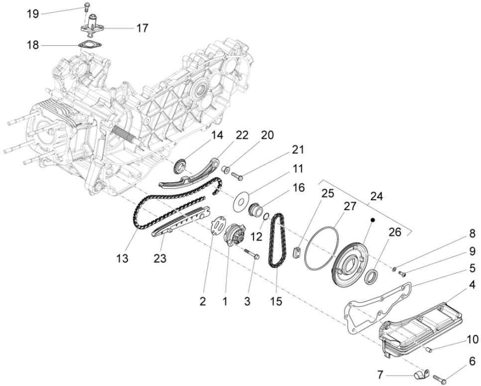 Oliepomp Piaggio Fly 125 IE 4-takt 3V Euro 3