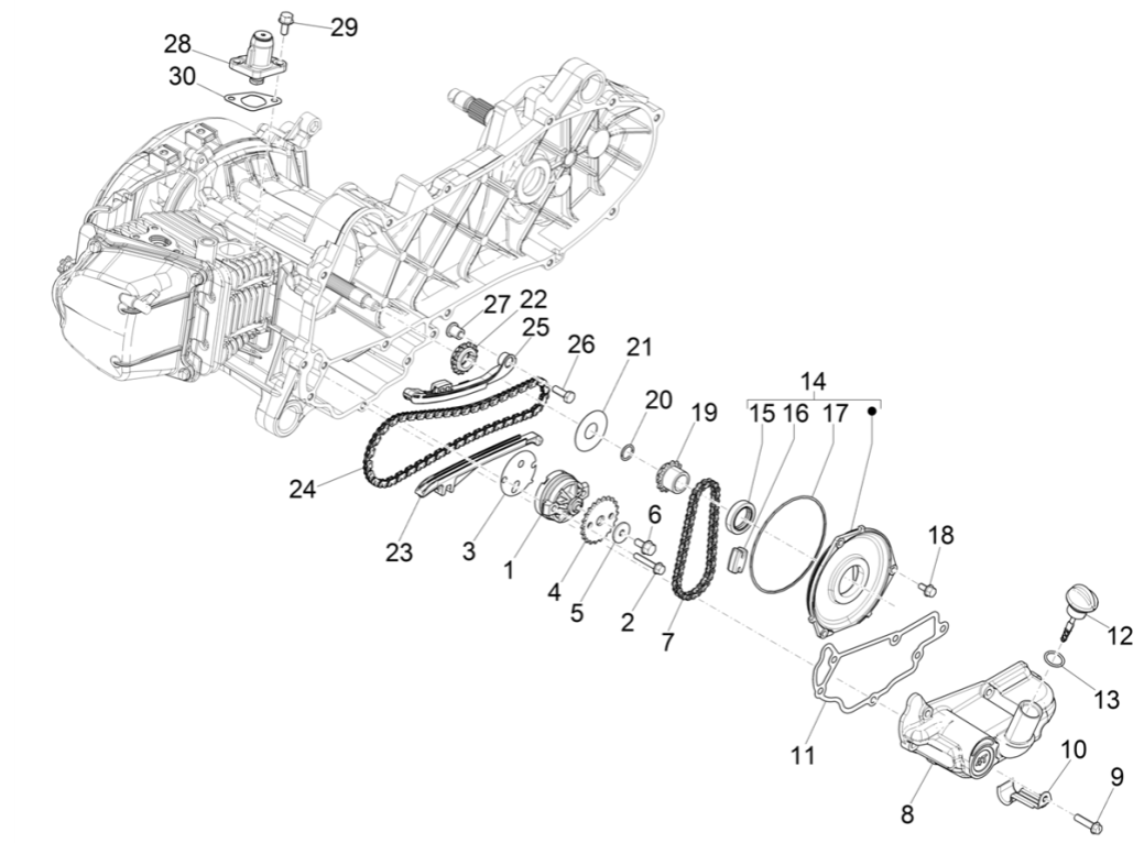 Oliepomp Piaggio Liberty 50 4-takt AC IGET 3V Euro 5
