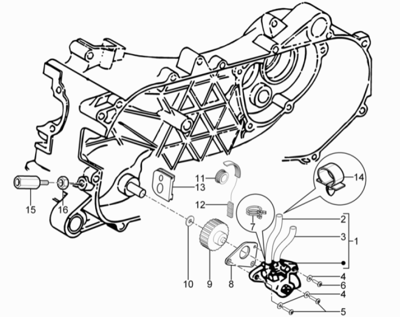 Oliepomp Piaggio Typhoon 50 2-takt Euro 3 2011