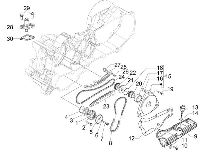 Oliepomp Vespa S 50 4-takt 4V AC