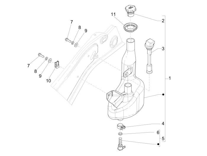 Olietank Vespa Primavera 50 2-takt AC