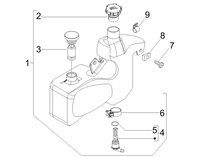 Olietank Piaggio Zip 50 SP 2-takt LC 2006-2013
