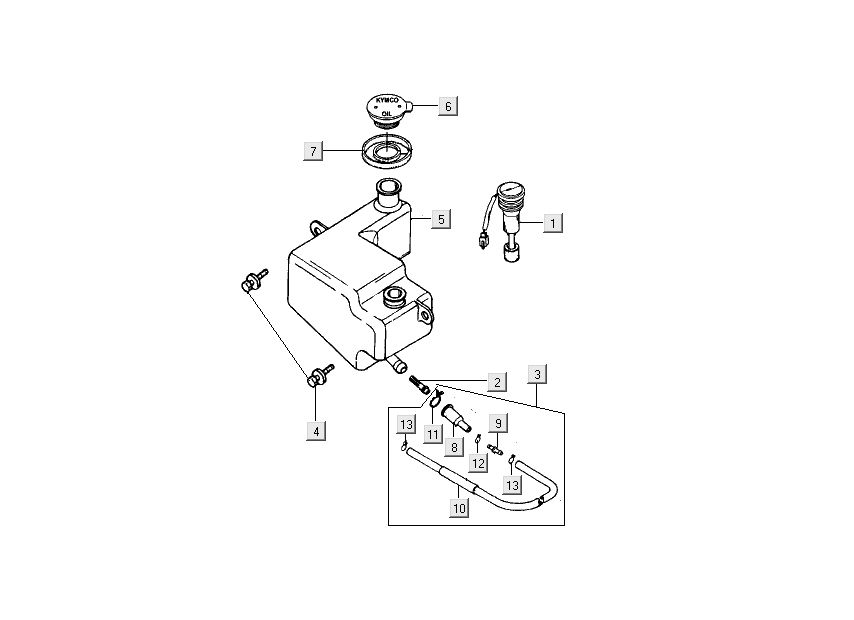 Olietank Kymco Dink 50 2-takt LC zilver