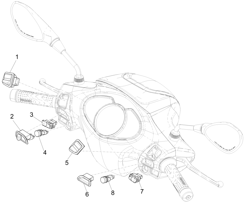 Schakelaars - Drukknoppen Piaggio Medley 150 IE ABS Euro 4 2016-2020