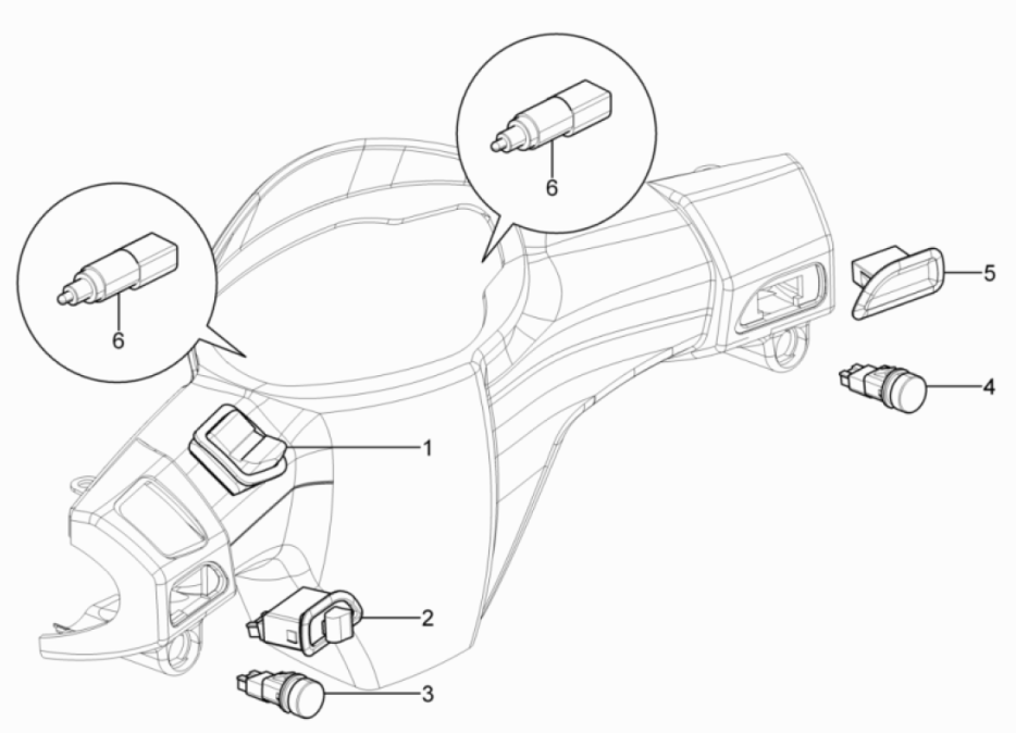 Schakelaars - Drukknoppen Piaggio Typhoon 50 2-takt Euro 3 2011