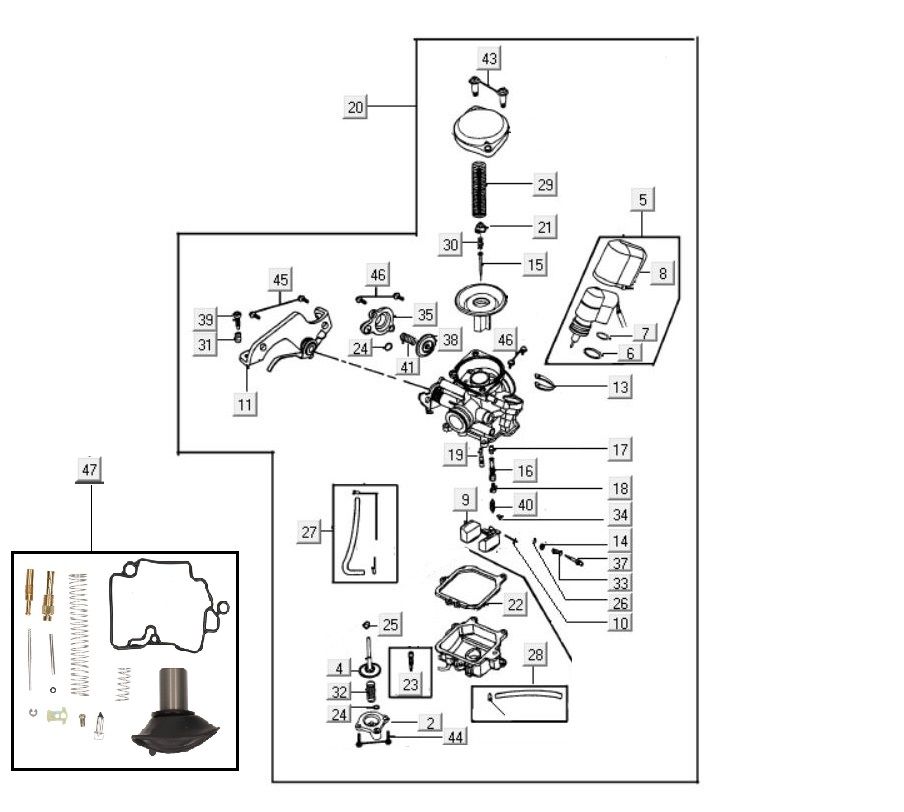 Carburateur onderdelen Keihin 18.5mm 4-takt