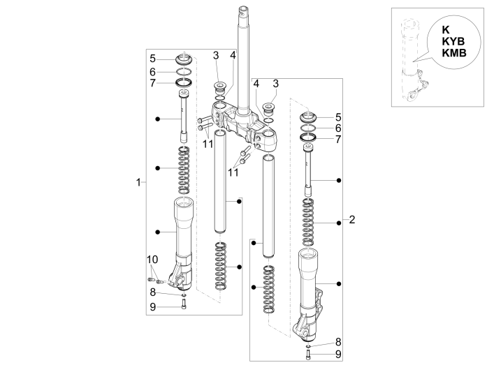 Voorvork onderdelen Piaggio Beverly 350 Sport Touring Euro 3 2013-2014