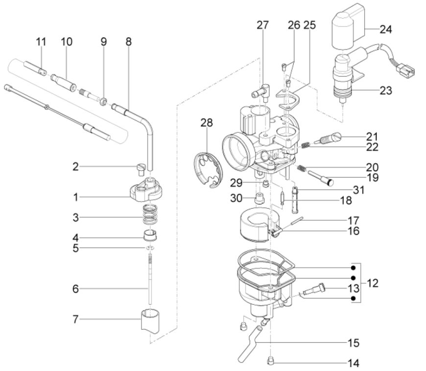 Carburateur onderdelen Piaggio Typhoon 50 2-takt Euro 3 2011
