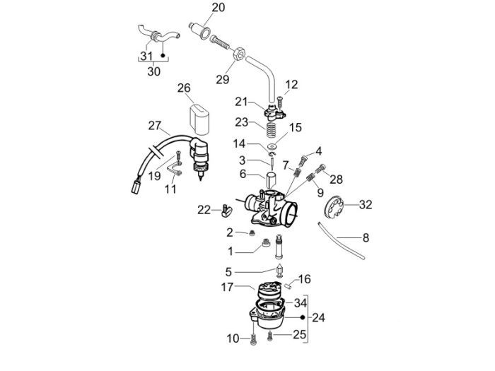 Carburateur Piaggio Fly 50 2-takt AC