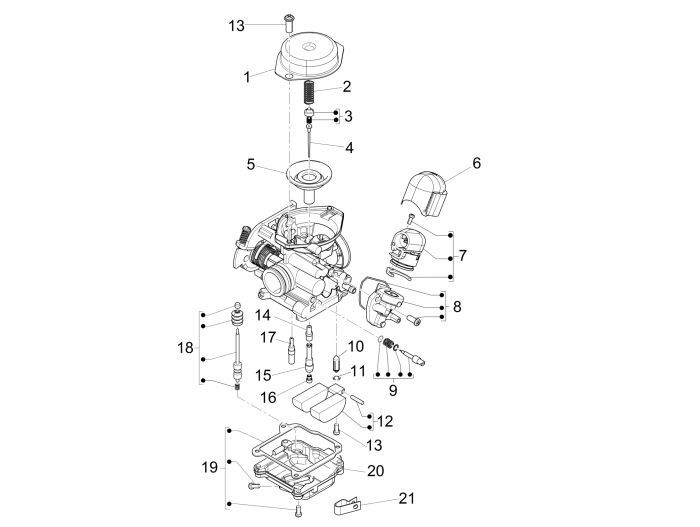 Carburateur onderdelen Vespa Sprint 50 4-takt 4V