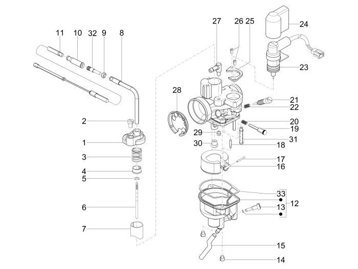Carburateur onderdelen Vespa Primavera 50 2-takt AC