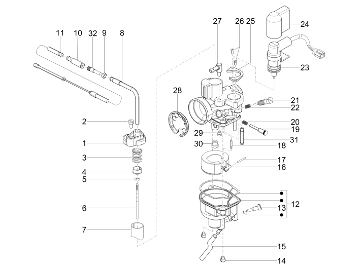 Carburateur onderdelen Piaggio Zip 50 SP 2-takt LC 2006-2013