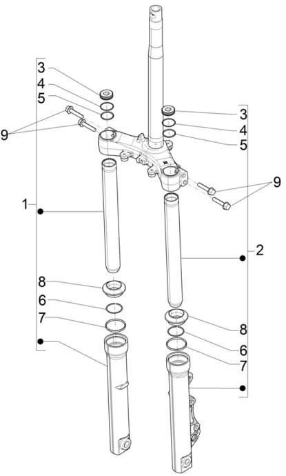 Voorvork onderdelen (Kayaba) Piaggio Medley 150 IE ABS Euro 4 2016-2020