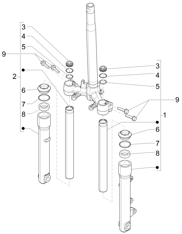 Voorvork onderdelen Piaggio Liberty 50 4-takt AC