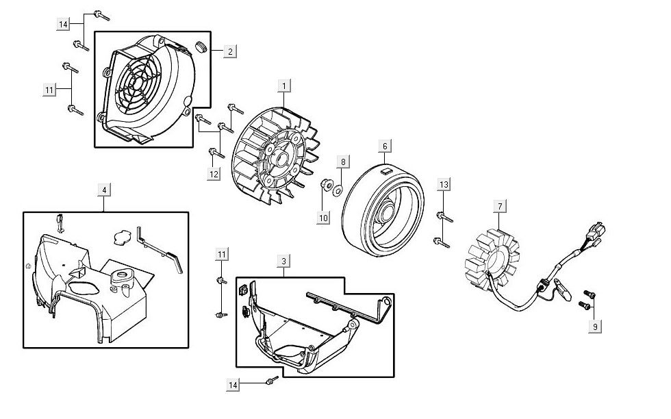 Ontsteking - Stator - Vliegwiel - Koelkappen Kymco Agility 16+ 125 Mat Metallic Silver