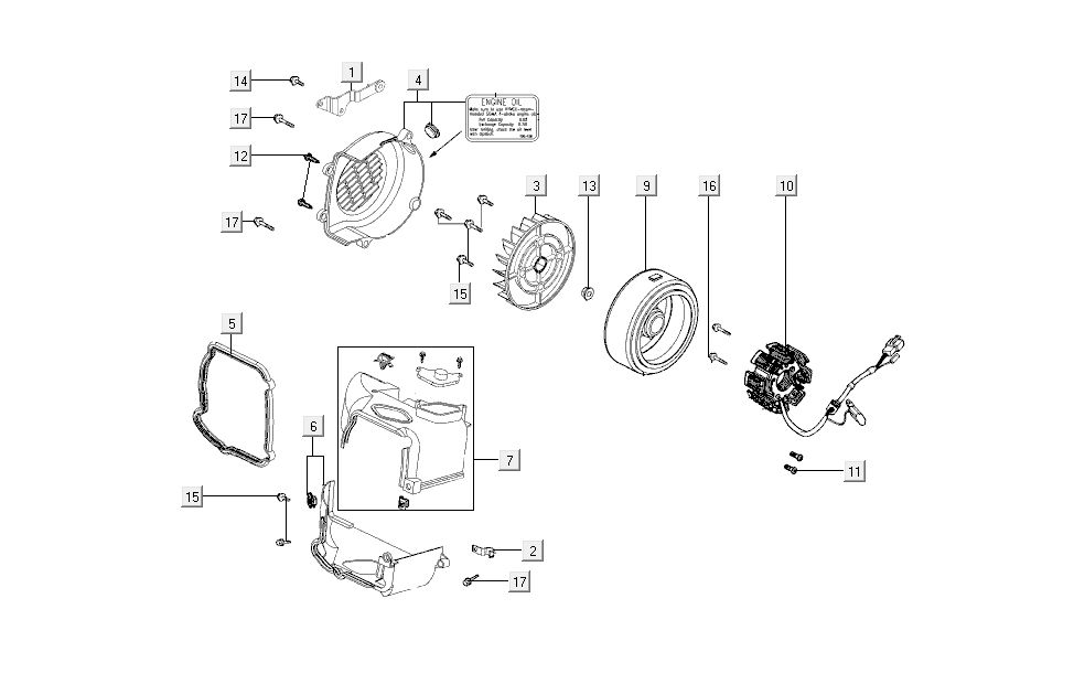 Ontsteking - Stator - Vliegwiel - Koelkappen Kymco Super8 50 4-takt 2007-2009 Rood zwart