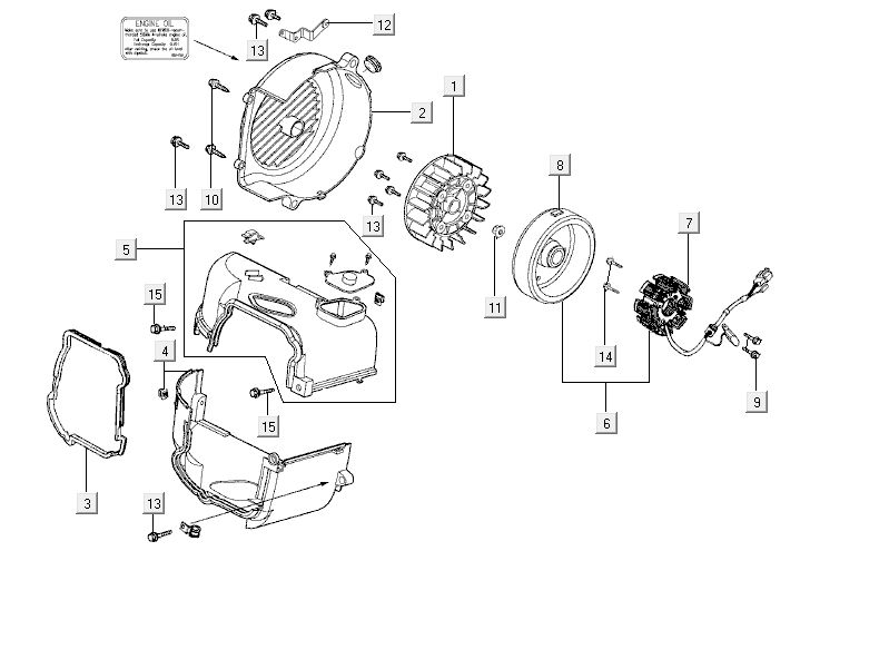 Ontsteking - Stator - Vliegwiel - Koelkappen Kymco Delivery 4-takt wit