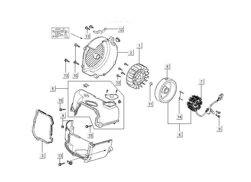 Ontsteking - Stator - Vliegwiel - Koelkappen Kymco Like TT 4-takt diamond wit