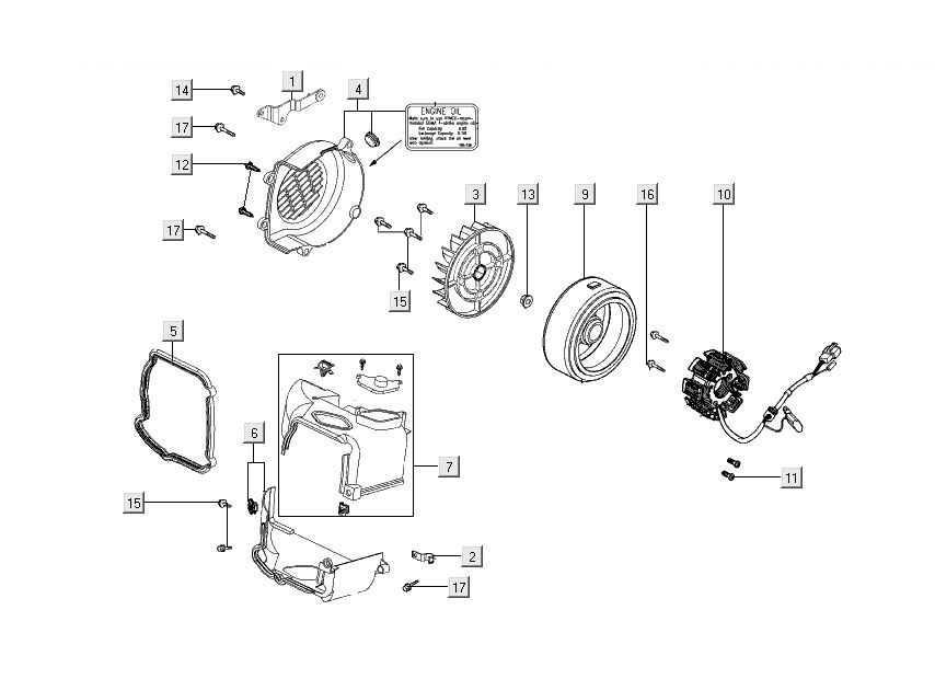 Ontsteking - Stator - Vliegwiel - Koelkappen Kymco Super8 Street 50 4-takt rood