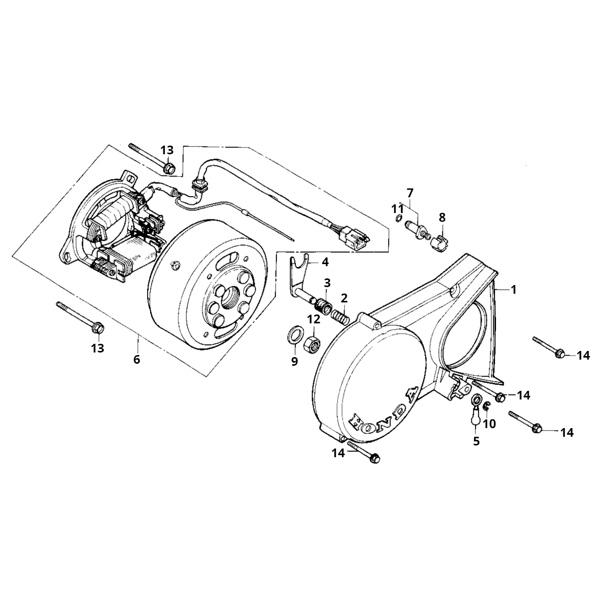 Ontsteking - Stator - Vliegwiel - Ontstekingsdeksel Honda MB/MT 50