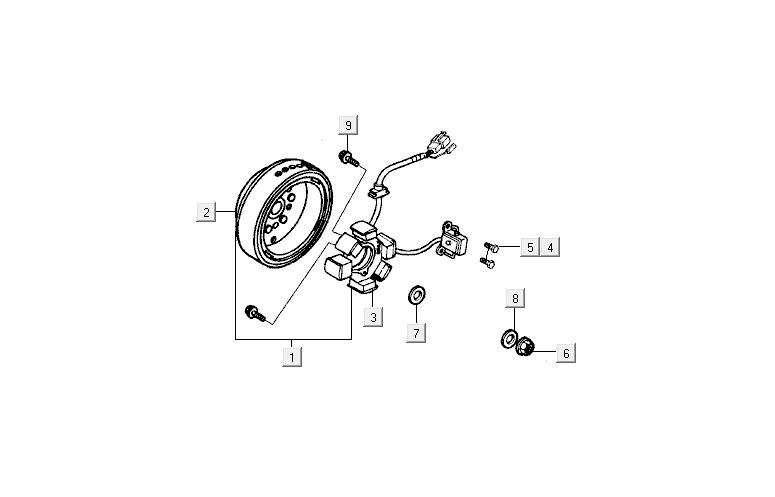 Ontsteking - Stator - Vliegwiel Kymco Activ 50 4-takt rood-zwart