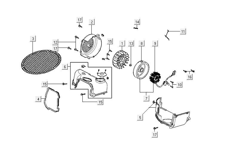 Ontsteking - Stator - Vliegwiel Kymco Carry 50i 4-takt Euro 4 glans zwart