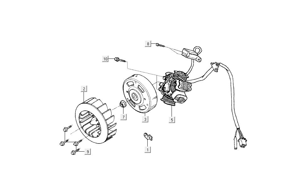 Ontsteking - Stator - Vliegwiel Kymco Dink 50 2-takt LC zilver